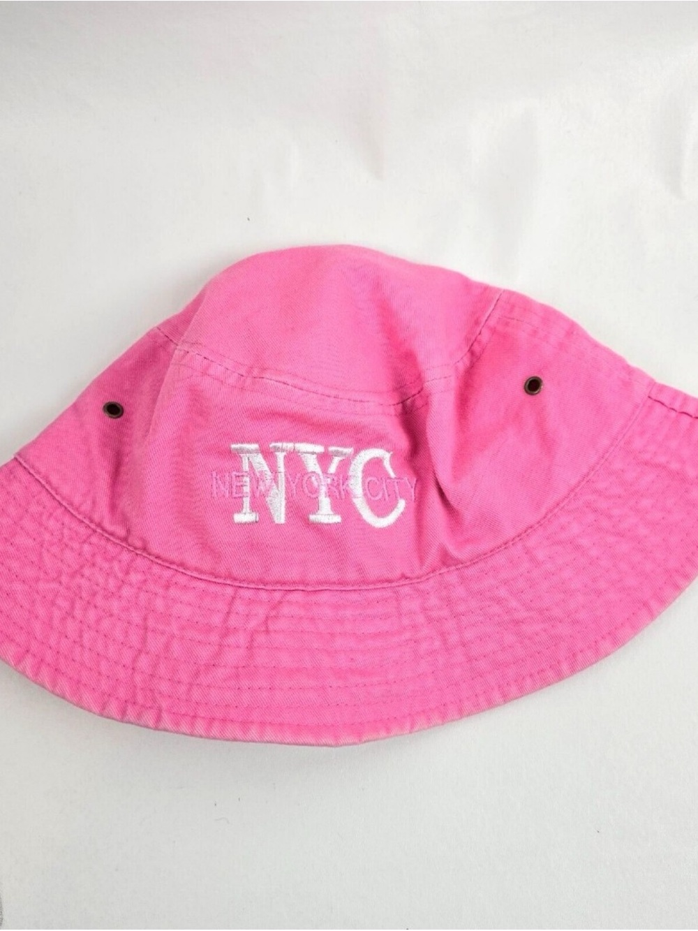 Pink NYC Embroidered Bucket Hat